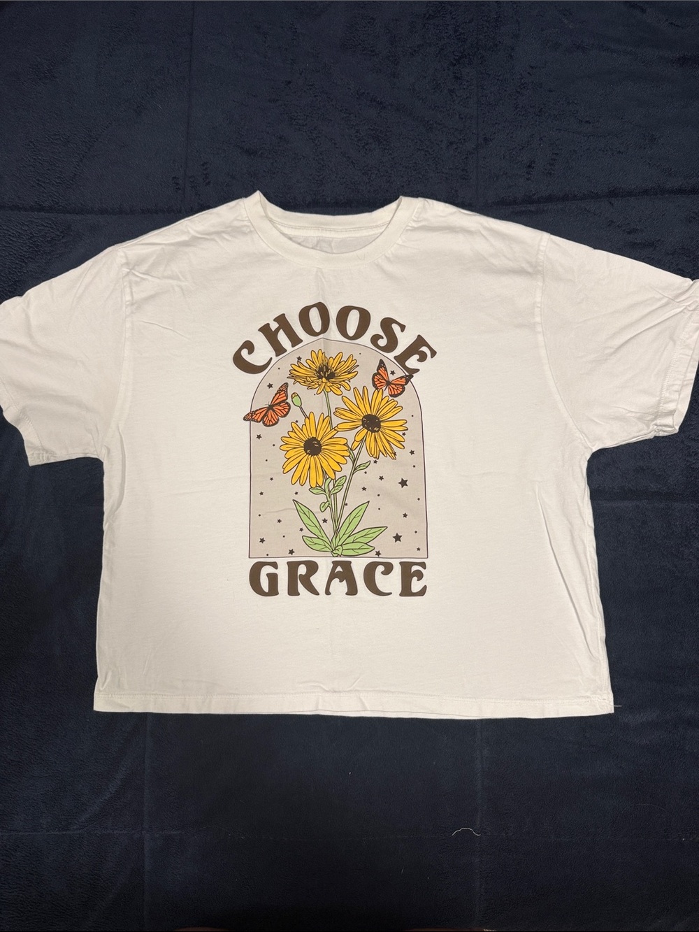 Choose Grace White Graphic Crop Top